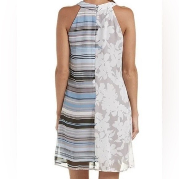 Taylor beautiful gray blue and black chiffon halter dress size 6 - Picture 3 of 8